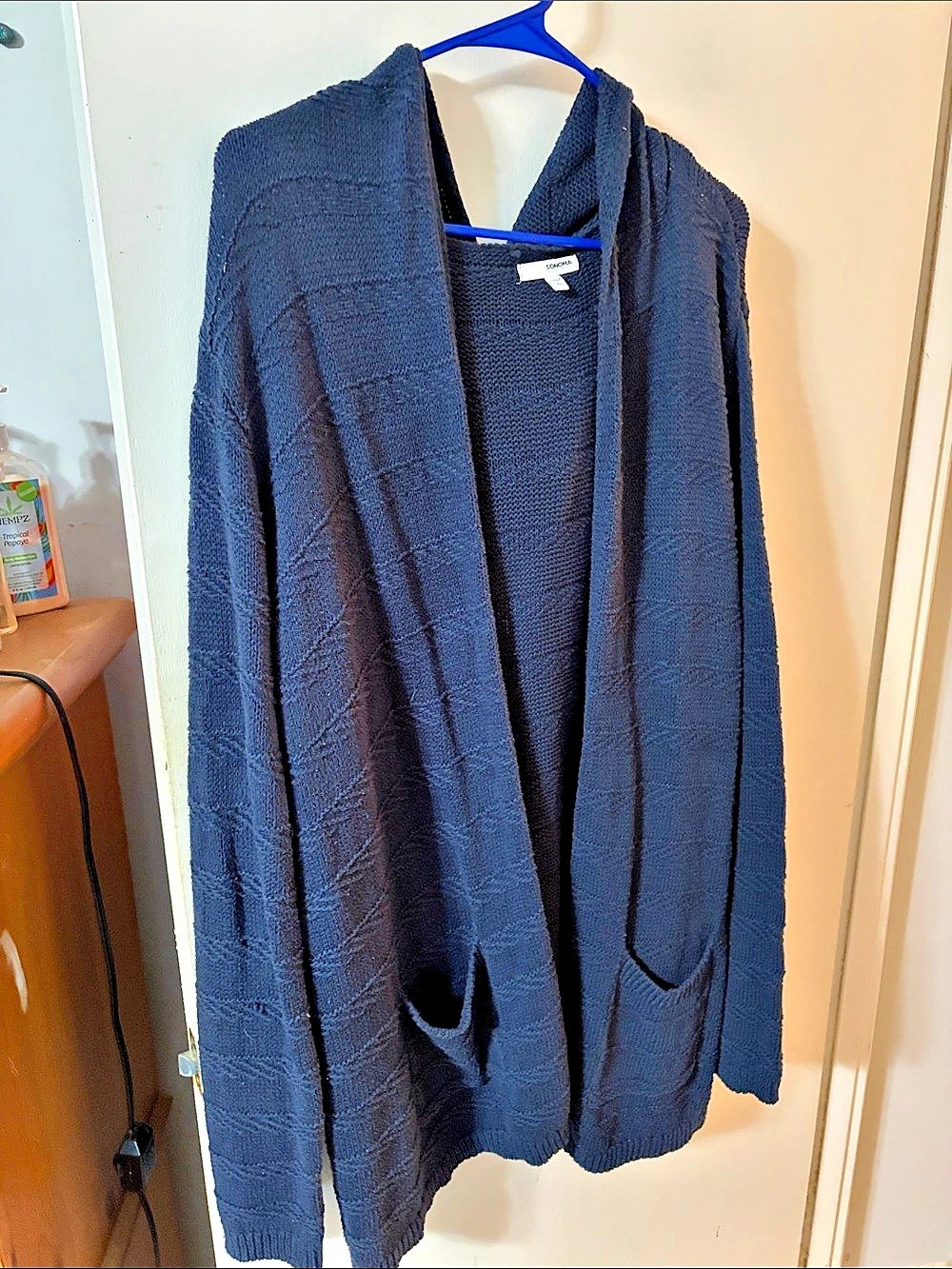 Sonoma Goods For Life Hooded Long Cardigan in Blue